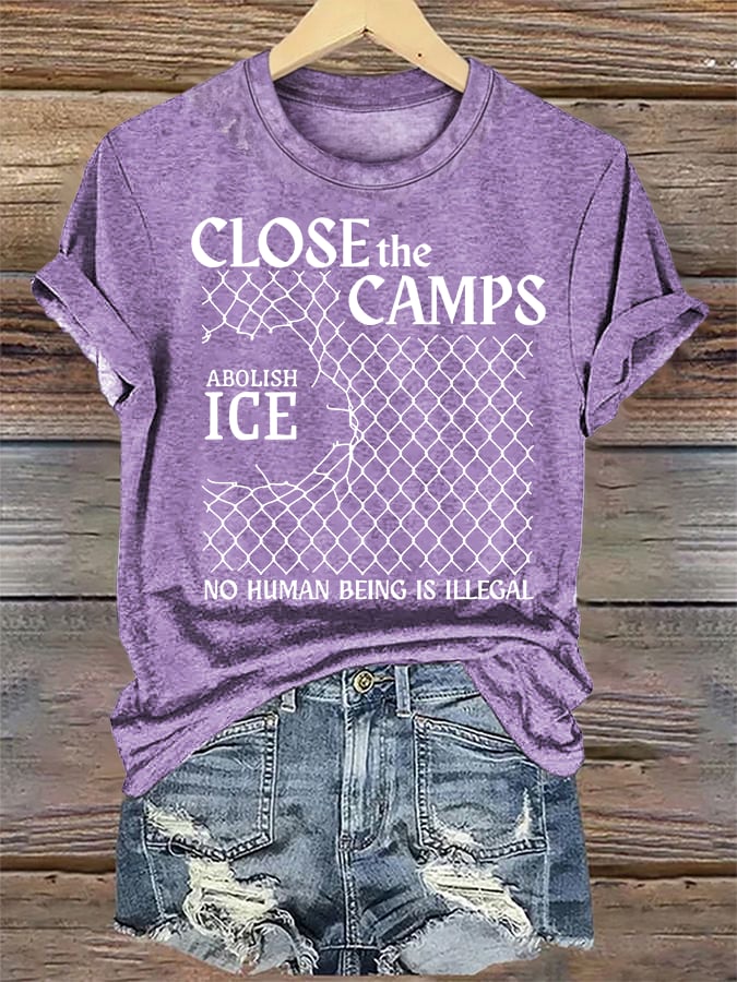 Women's Abolish ICE Close The Camps Print T-Shirt