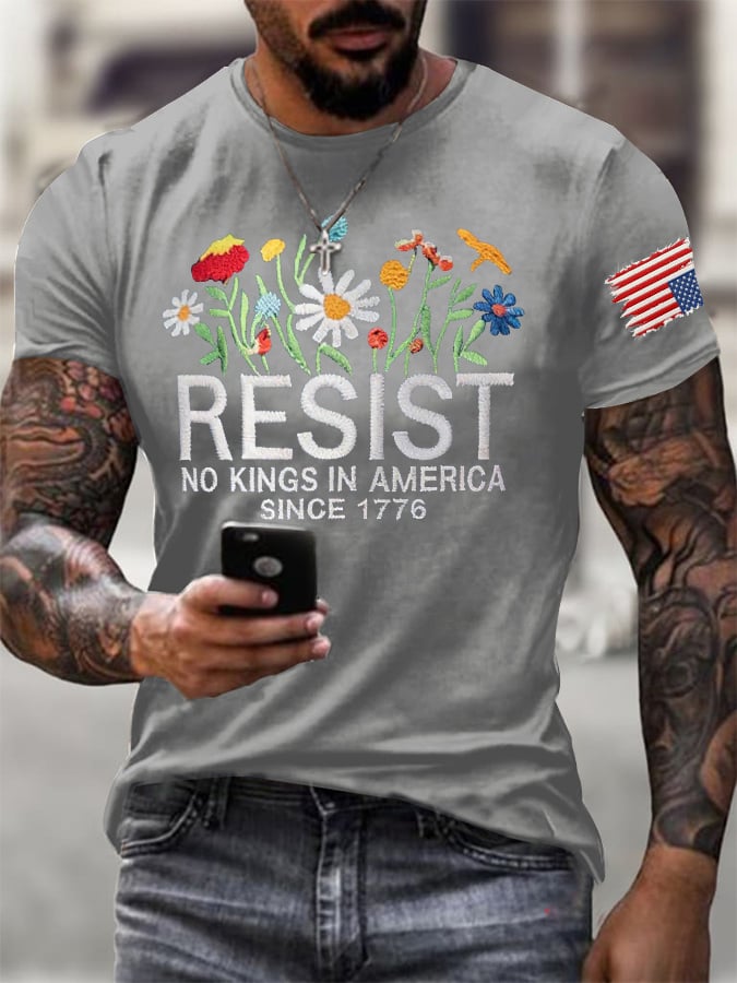 🔥Buy 3 Get 15% Off🔥Men's Retro Resist No Kings In America Since 1776 Print T-Shirt