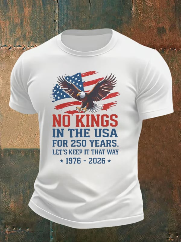🔥Buy 3 Get 15% Off🔥Men's No Kings USA Patriotic Tee ,250 Years of Democracy printed T-shirt