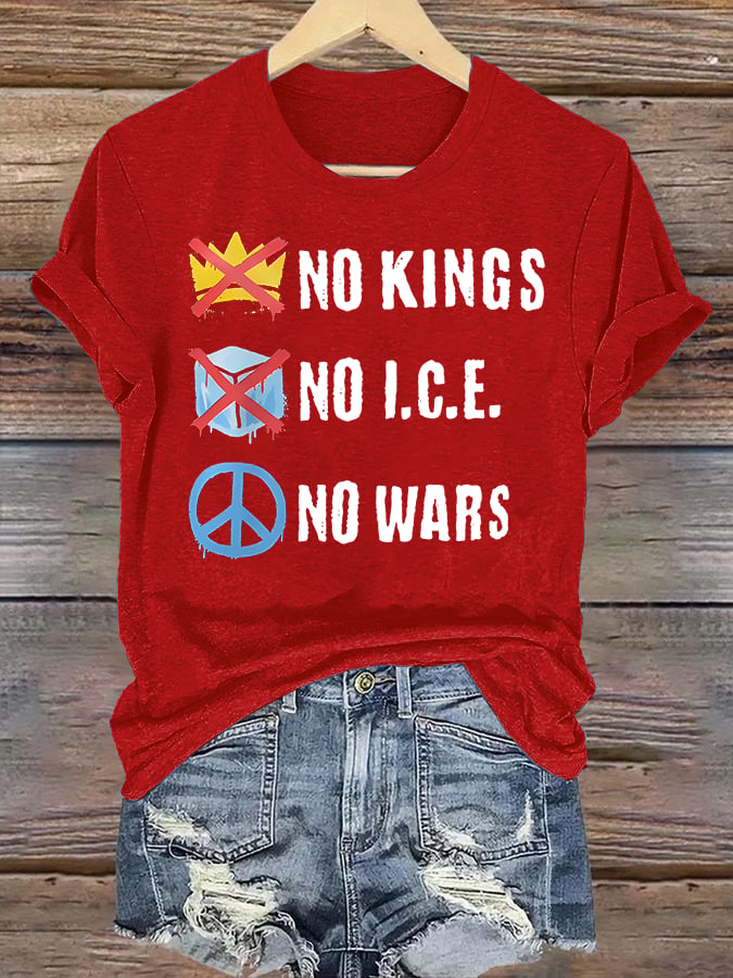 🔥Buy 3 Get 15% Off🔥Women's No Kings Print T-Shirt