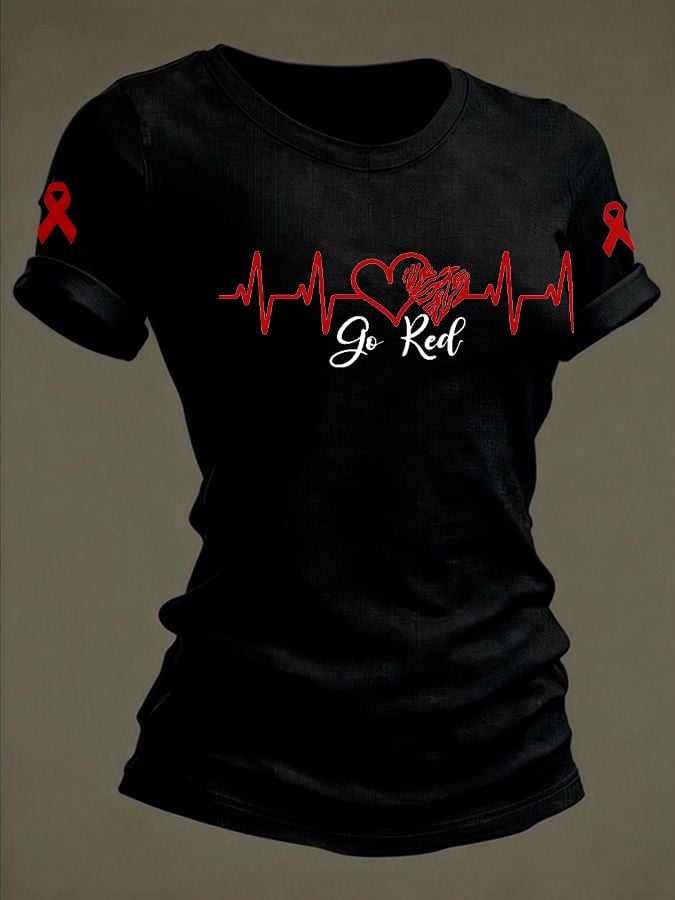 Women's go red Print Casual T-Shirt