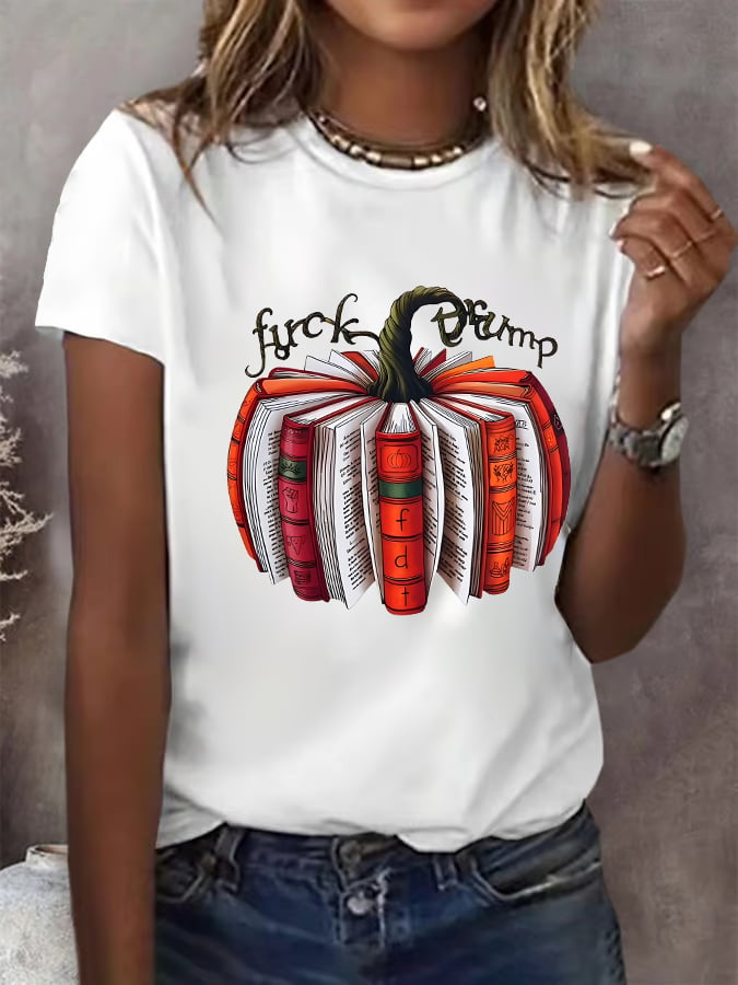 🔥Buy 3 Get 15% Off🔥Women's Fall Book Pumpkin DTF transfer - FDT, Fall Aesthetic print T-Shirt
