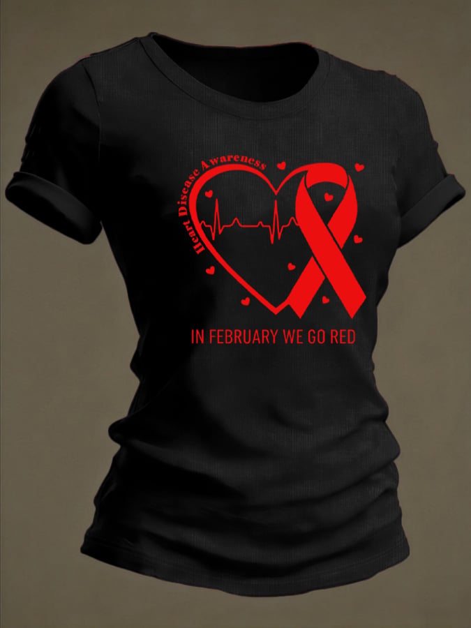 Women's Heart Disease Awareness Crewneck T-shirt