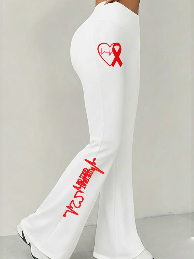Women's Heart Disease Awareness Printed High-Stretch Leggings