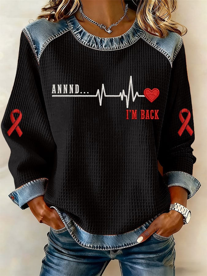 Women's Heart Disease Awareness Print Long-Sleeved Sweatshirt