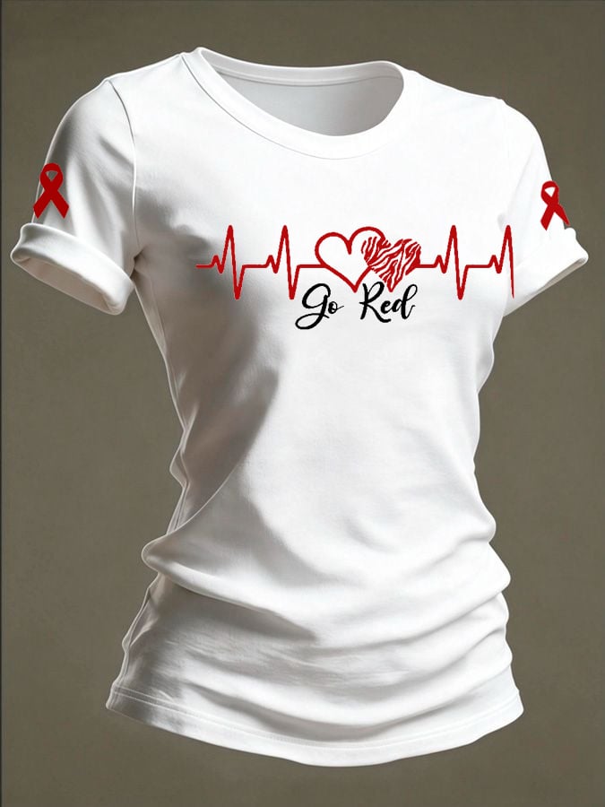 Women's go red Print Casual T-Shirt