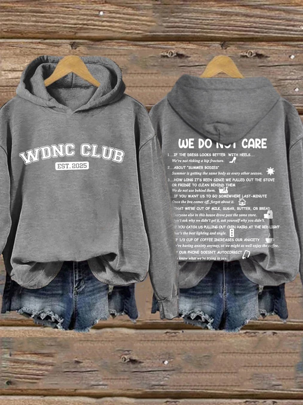 🔥Buy 3 Get 15% Off🔥Retro Funny WDNC Club Menopause Perimenopause Print Hoodie