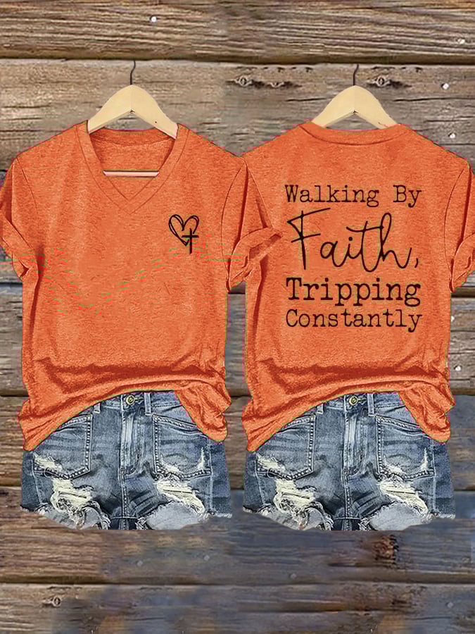 Women's Faith Cross Print T-Shirt