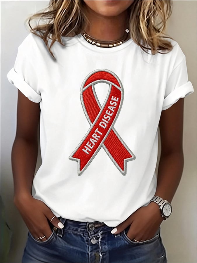 Women's Heart Disease Awareness Print T-shirt