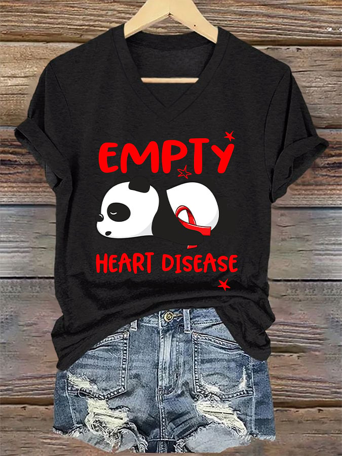 Women's Casual Heart Disease Awareness Printed Short-Sleeve T-Shirt