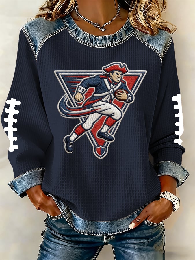 Women's Football Print Long-Sleeved Sweatshirt