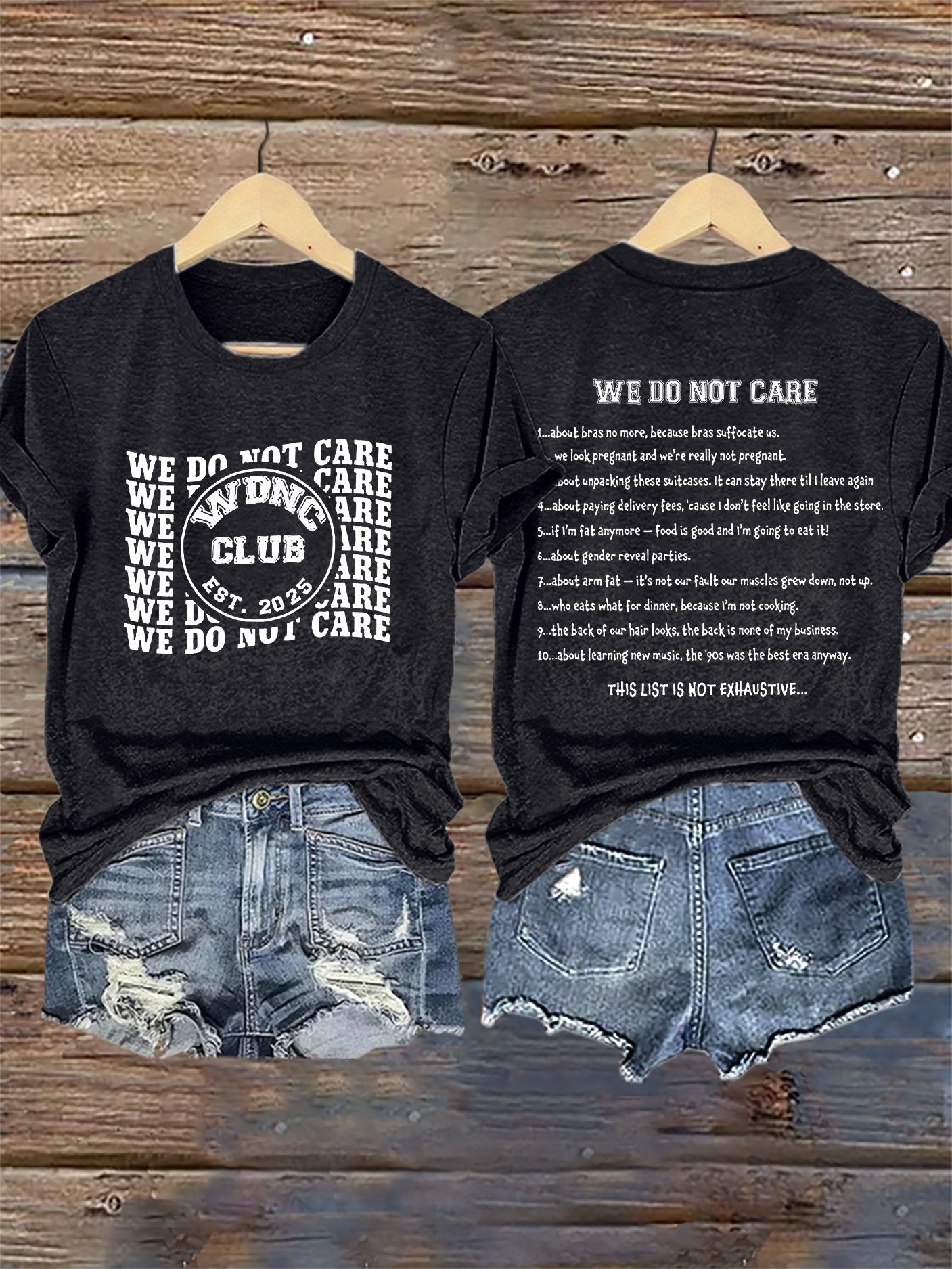 🔥Buy 3 Get 15% Off🔥Retro WDNC Club Est. 2025 We Do Not Care Print T-Shirt
