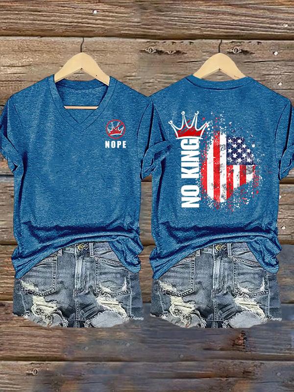 🔥Buy 3 Get 15% Off🔥Women's NOPE No King American Flag Print T-Shirt
