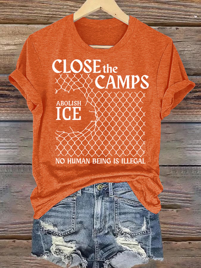 Women's Abolish ICE Close The Camps Print T-Shirt