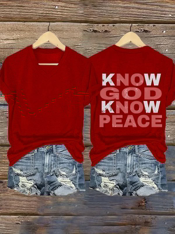 Women's Know God Know Peace, Religious Peace Inspiration Style T-Shirt
