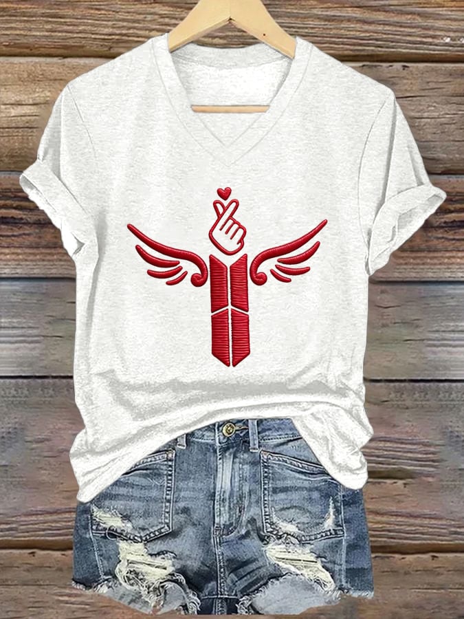 Women's K-pop Print Short-sleeved T-shirt