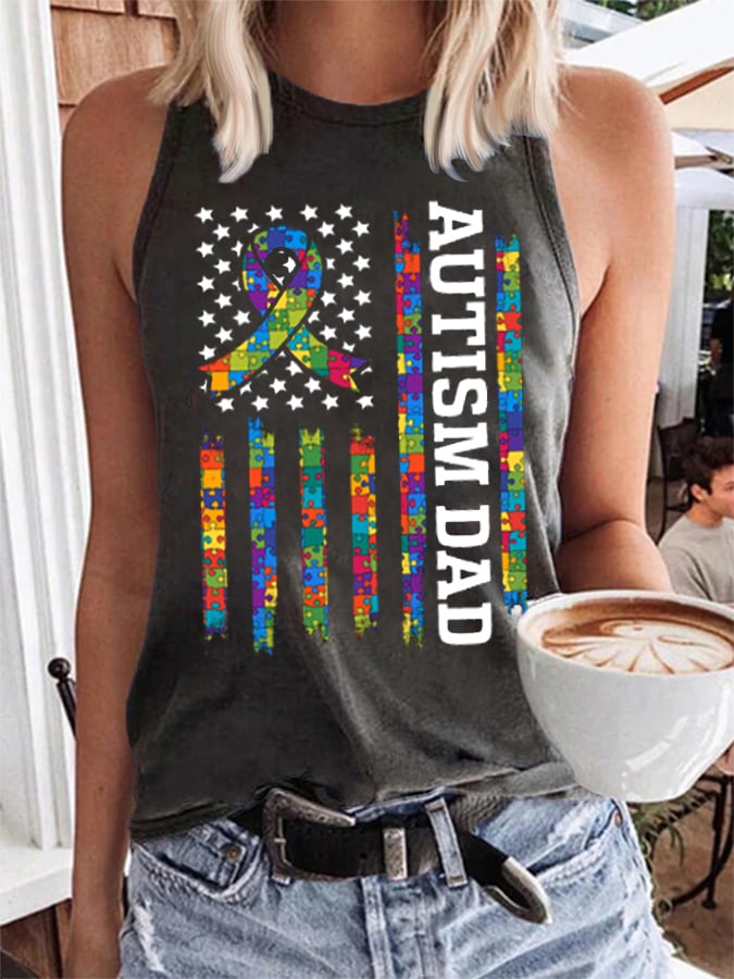 Women's Autism Day Print Casual Tank Top