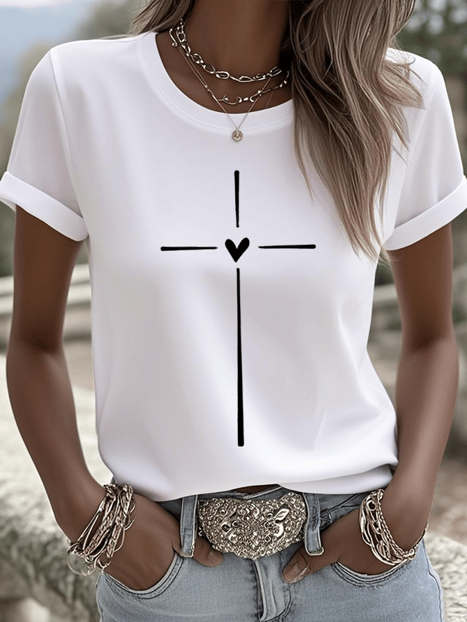 Women's Faith Print Round Neck T-shirt