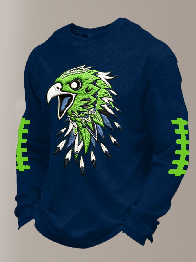 Men's Football Waffle Fabric Long-Sleeved T-Shirt