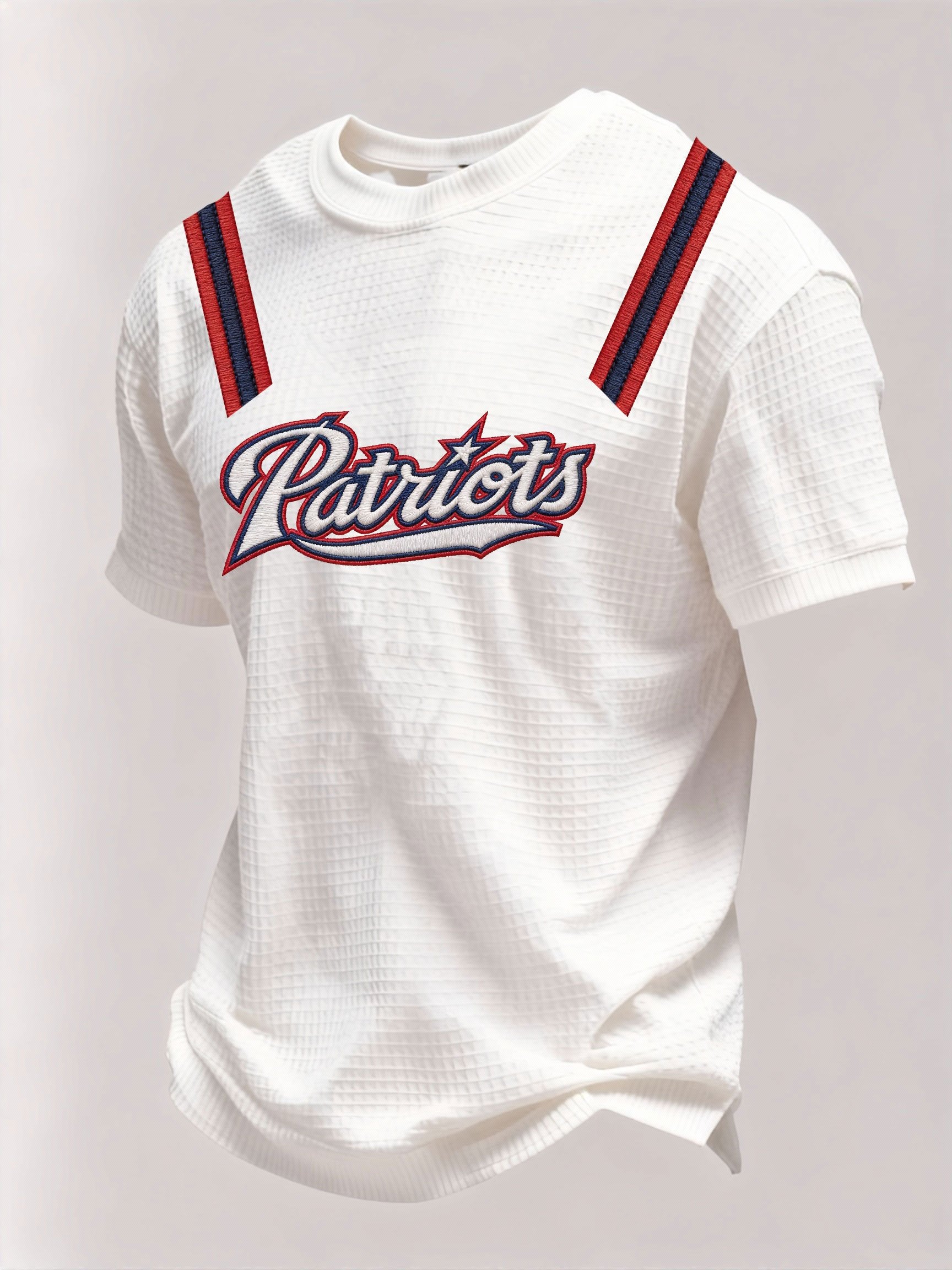 Menโs Football Graphic Waffle Knit Short Sleeve Crewneck T-Shirt