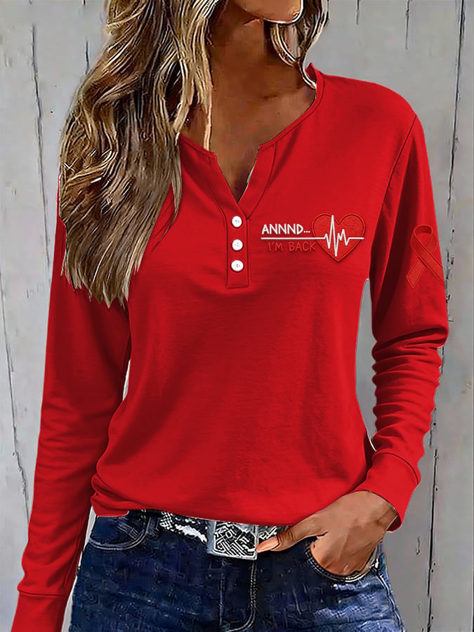 Women's casual t-shirt for heart disease awareness
