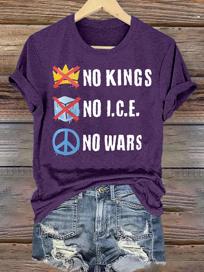 🔥Buy 3 Get 15% Off🔥Women's No Kings Print T-Shirt