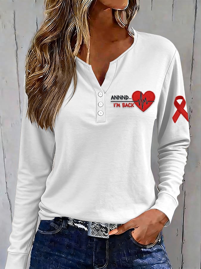 Women's casual t-shirt for heart disease awareness