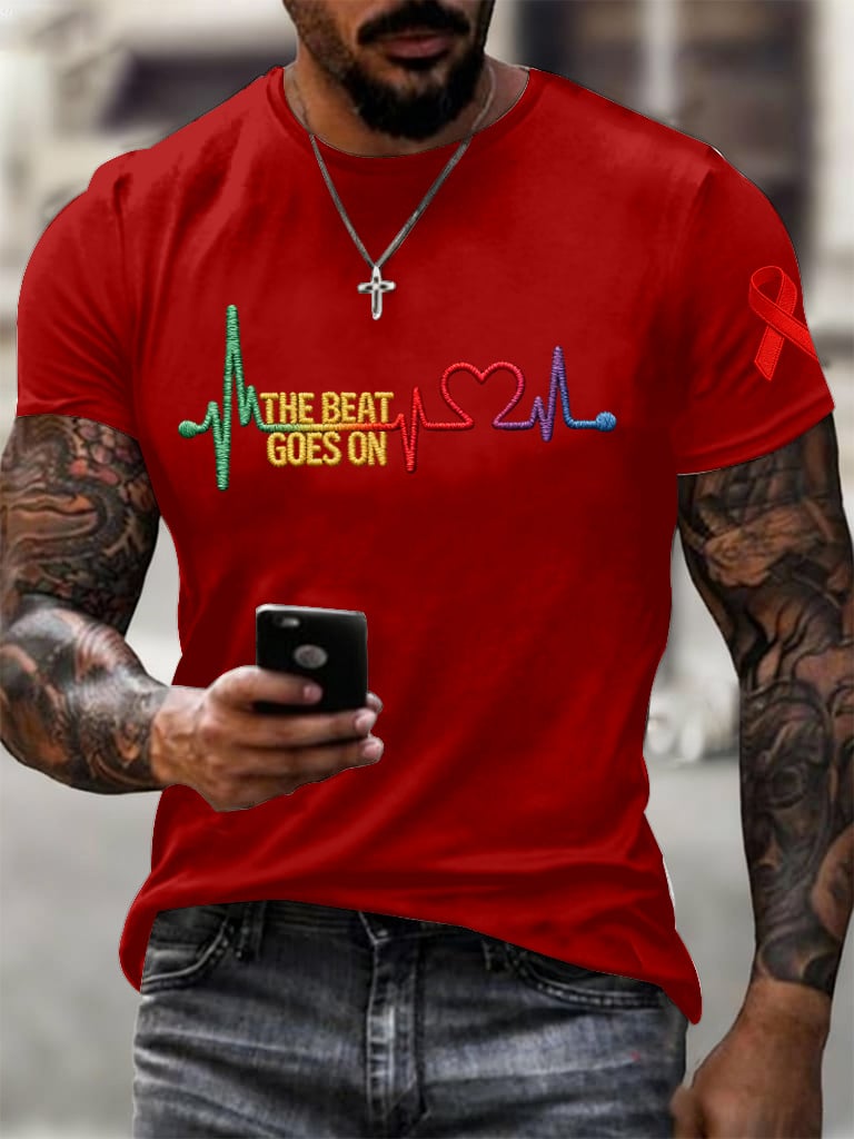 Men's casual heart disease awareness T-shirt