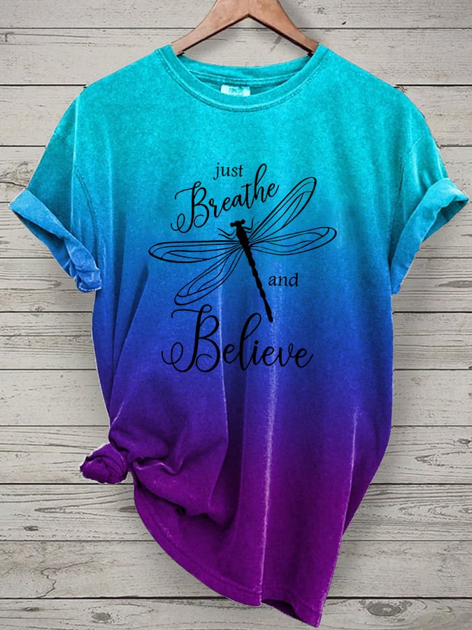 Women's Breathe Deep And Believe Print T-Shirt
