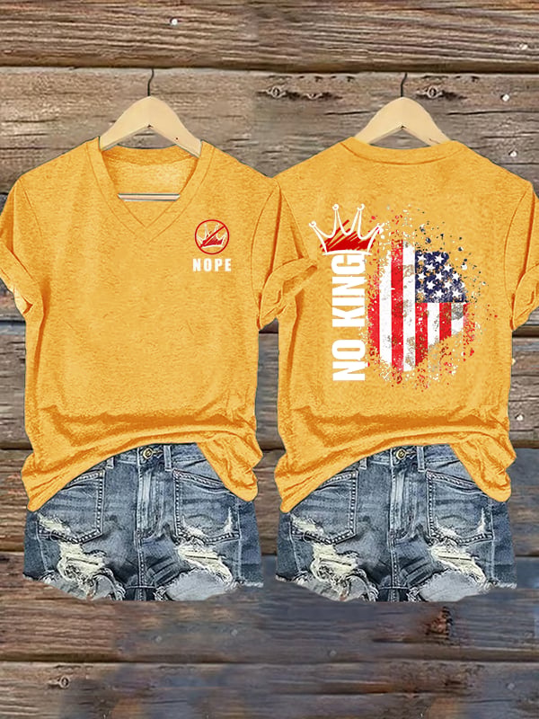 🔥Buy 3 Get 15% Off🔥Women's NOPE No King American Flag Print T-Shirt