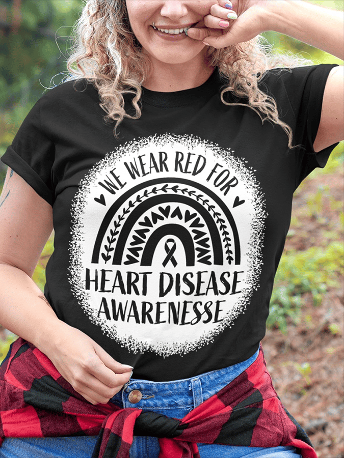 Women's Heart Disease Awareness Print T-shirt