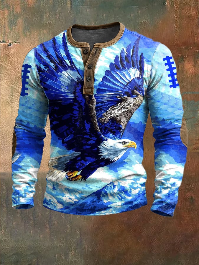 Men's Football Print Henley Top