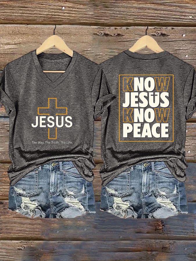 Women'S KNOW JESUS KNOW PEACE Print Short Sleeve T-Shirt