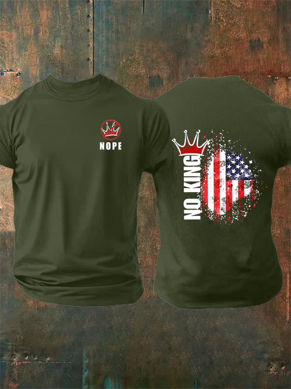 🔥Buy 3 Get 15% Off🔥Men's NOPE No King American Flag Print T-Shirt
