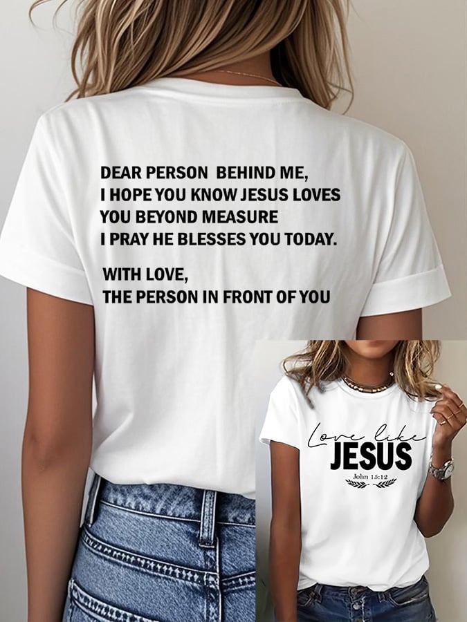Women's Love Like Jesus Print Casual T-Shirt