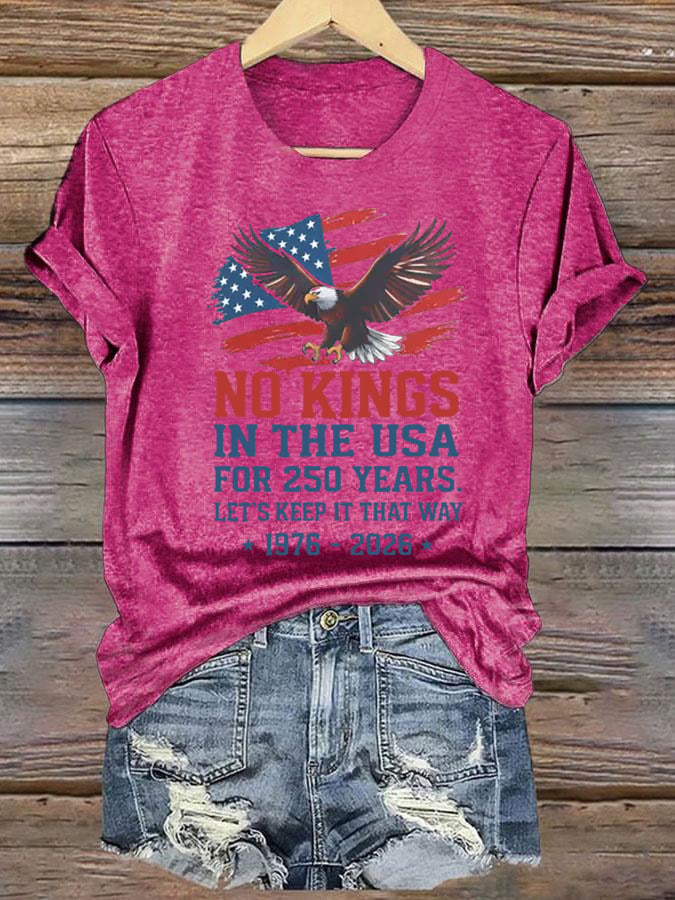 🔥Buy 3 Get 15% Off🔥Women's No Kings USA Patriotic Tee ,250 Years of Democracy printed T-shirt