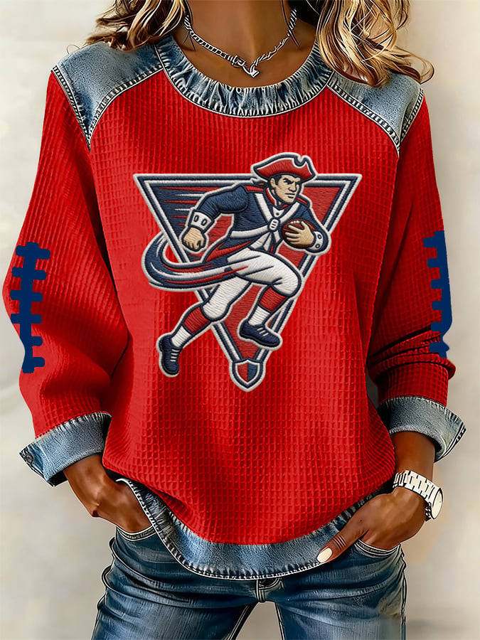 Women's Football Print Long-Sleeved Sweatshirt