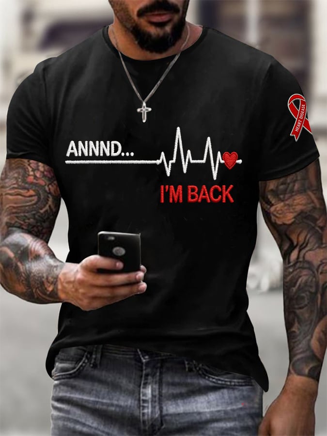 Men's casual heart disease awareness T-shirt