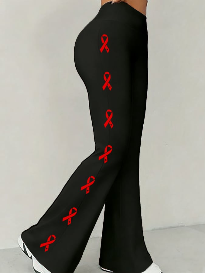 Women's Heart Disease Awareness Printed High-Stretch Leggings
