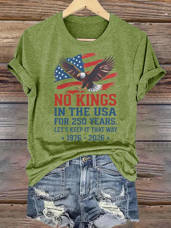 🔥Buy 3 Get 15% Off🔥Women's No Kings USA Patriotic Tee ,250 Years of Democracy printed T-shirt