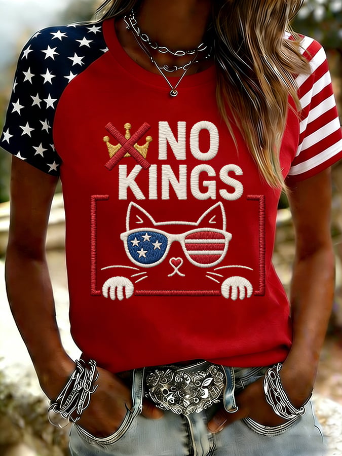 🔥Buy 3 Get 15% Off🔥Women's No Kings Print Raglan Sleeve T-Shirt