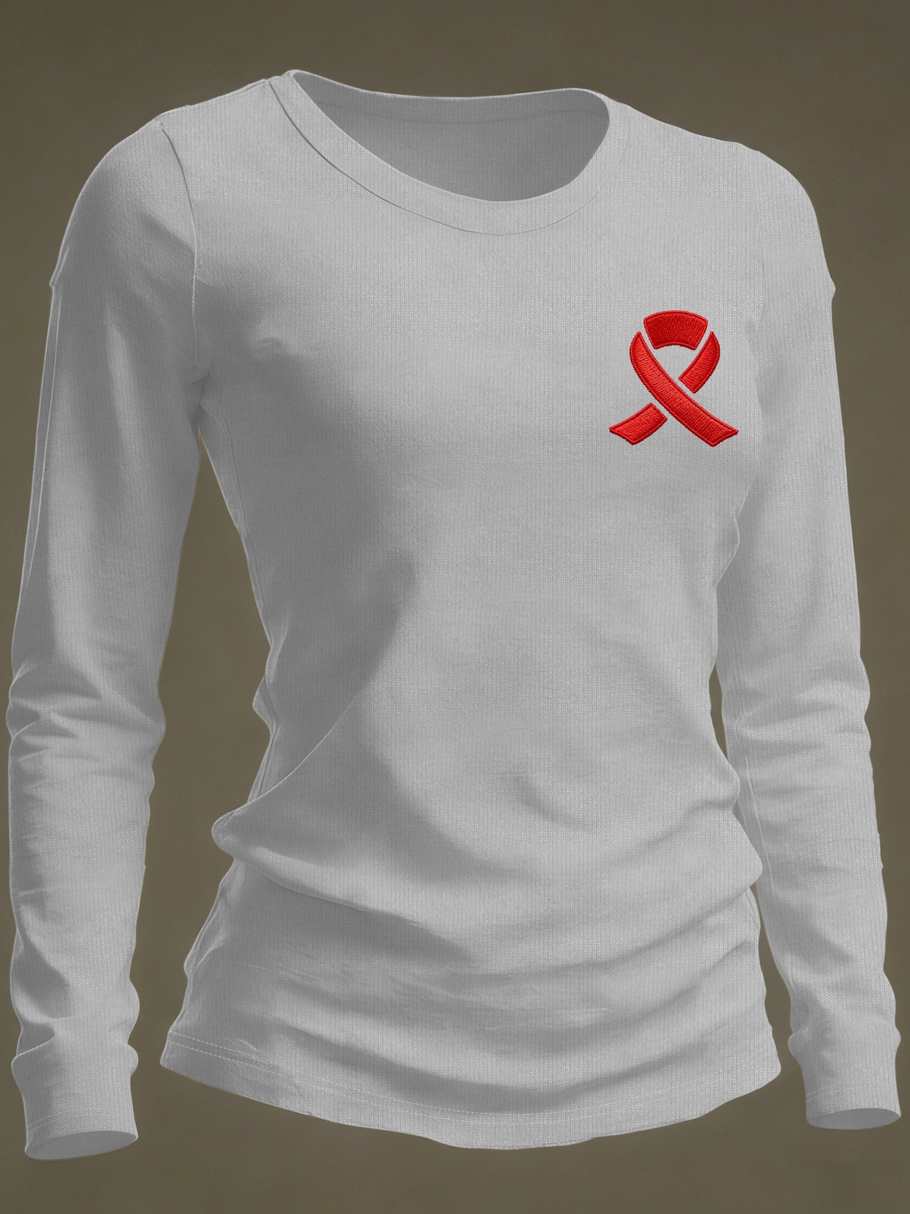 Women's Casual Heart Disease Awareness Print Long-Sleeve T-Shirt