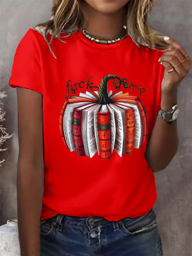 🔥Buy 3 Get 15% Off🔥Women's Fall Book Pumpkin DTF transfer - FDT, Fall Aesthetic print T-Shirt