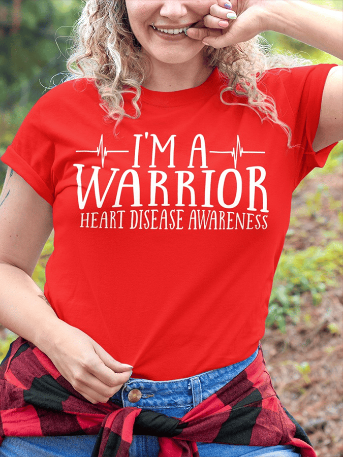 Women's Heart Disease Awareness Print T-shirt