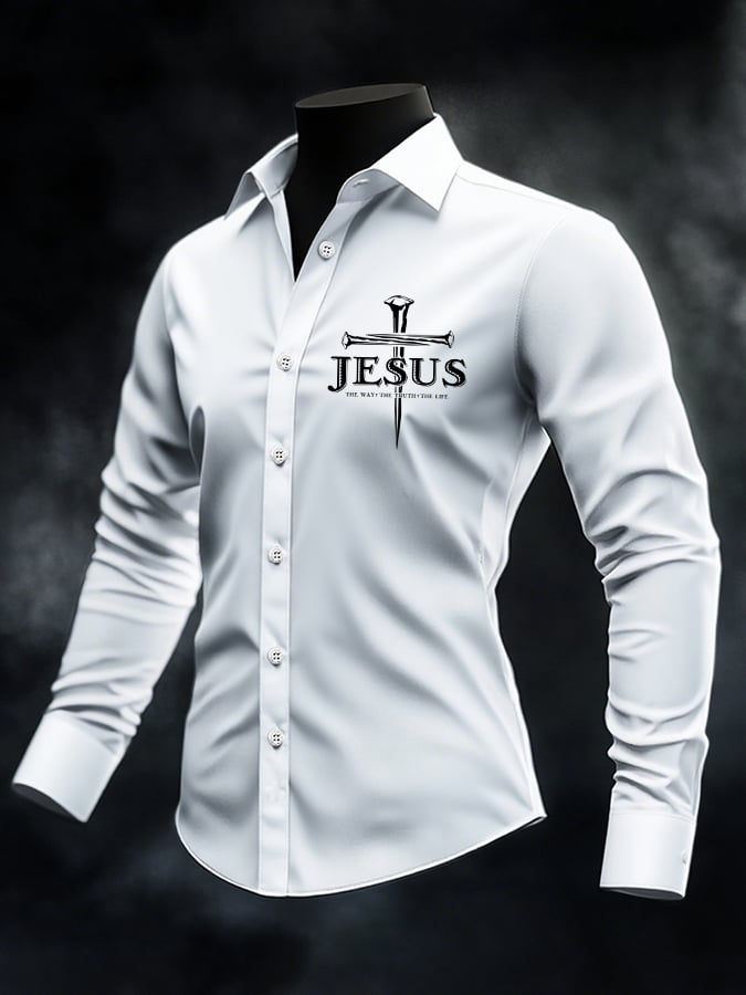 Men's Jesus The Way The Truth The Life Print Casual Shirt