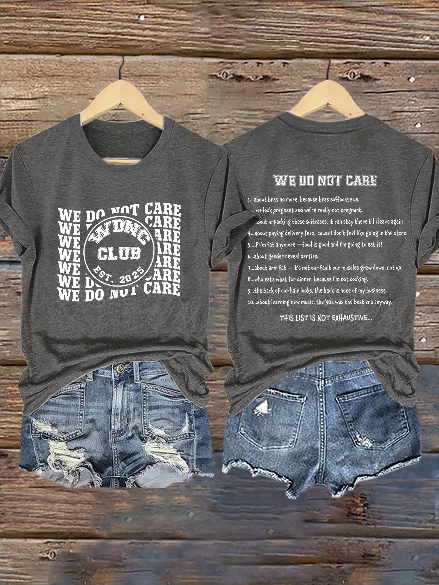 🔥Buy 3 Get 15% Off🔥Retro WDNC Club Est. 2025 We Do Not Care Print T-Shirt