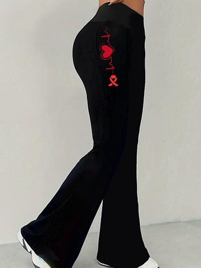 Women's Heart Disease Awareness Printed High-Stretch Leggings