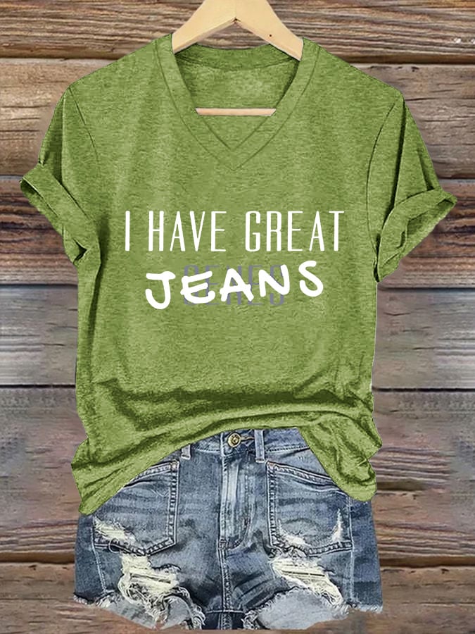 🔥Buy 3 Get 15% Off🔥V-Neck Retro I Have Great Jeans Genes Print T-Shirt