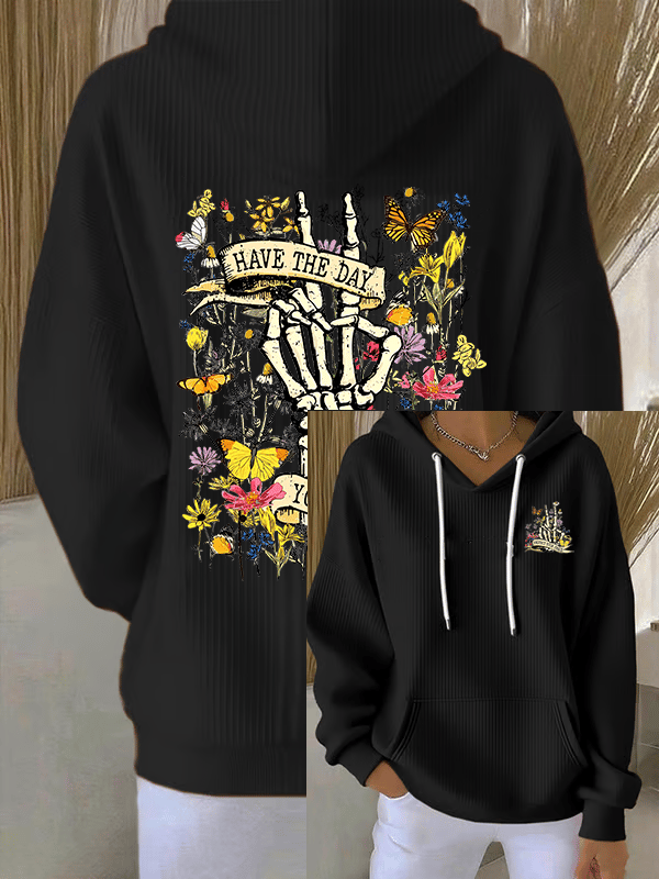 🔥Buy 3 Get 15% Off🔥Women's Flower skull hand gesture Of WDNC Club We Do Not Care Menopause Perimenopause Print Hoodie