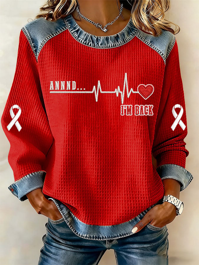 Women's Heart Disease Awareness Print Long-Sleeved Sweatshirt